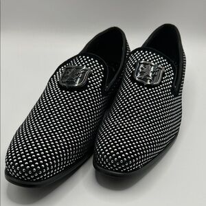 Stacy Adams Black and Silver Studded Loafers